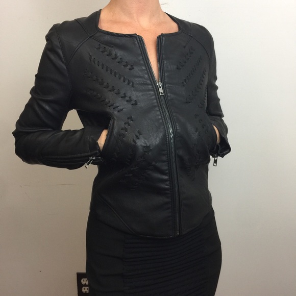 Blank NYC Jackets & Blazers - Blank NYC Black Faux Leather MOTO  Boho Jacket